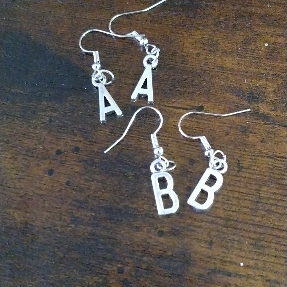 HP A-Z in gold and silver handmade earrings